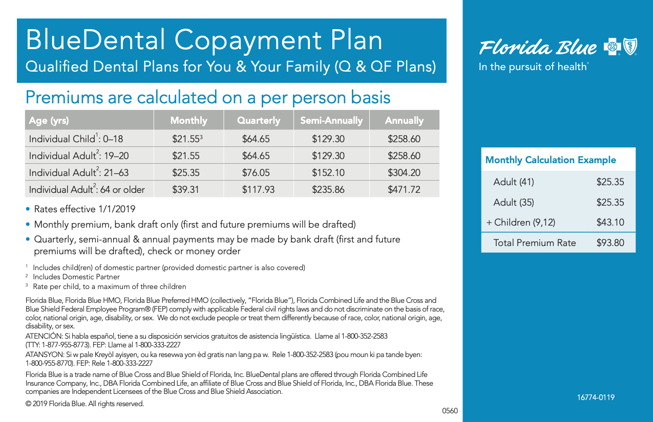Florida Blue Dental 2021 Premiums 2